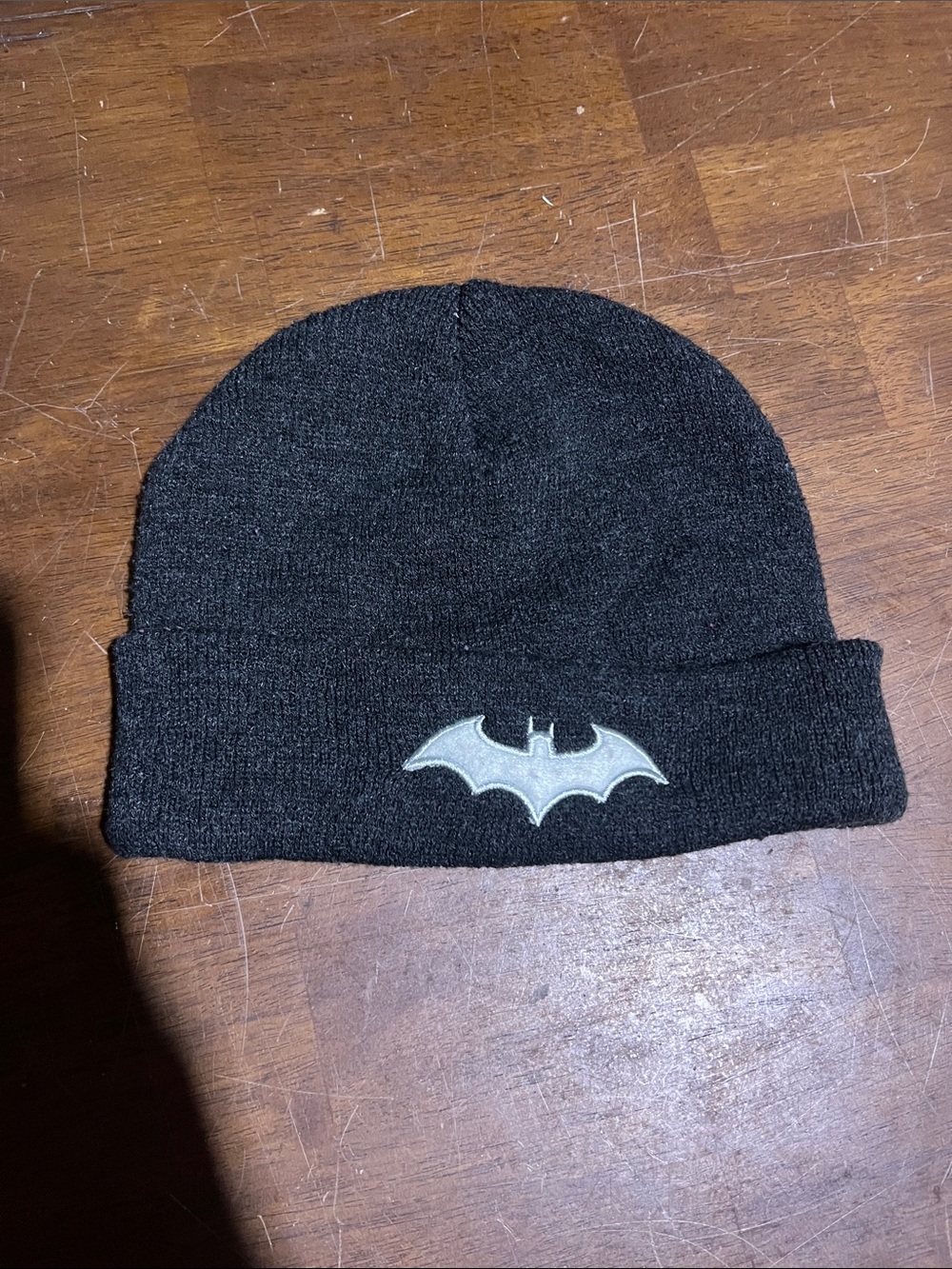 Batman Black Knit Cuffed Beanie with Bat Logo